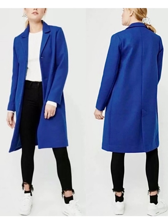 Abercrombie Royal Blue Wool Blend Dad Trench Coat Size Large